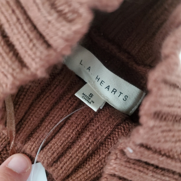 New! PacSun LA Hearts Ribbed kint cropped fit Sailing Sweater in Brown.Step up - Picture 8 of 8